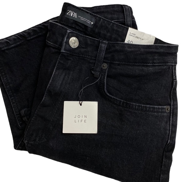 Zara Denim - ZARA Womens SLIM Hi-Rise Ankle Length Black Jeans Size 8 casual